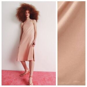 RARE Zara Cream Pink Jersey Halter Dress